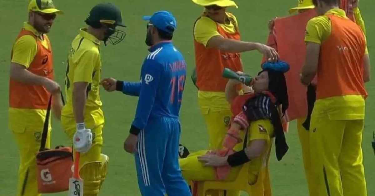 IND vs AUS 3rd ODI: Veteran batsman Steve Smith looked troubled by the heat.