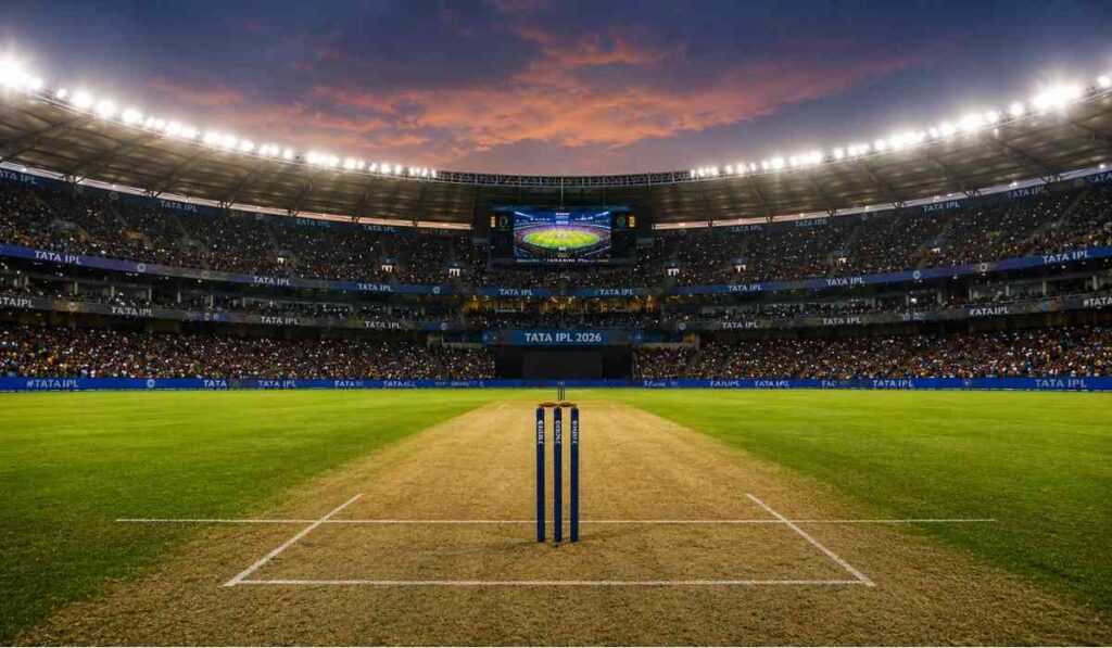 RCB vs GT Pitch Report showing the batting-friendly pitch at Narendra Modi Stadium ahead of the IPL 2026 Final.